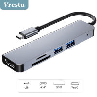 5 in 1 USB 3.0 typec HUB ADAPTER Dual USB Type C Dock Station สำหรับ Pro 4K วิดีโอ usbc SD TF Card Reader HUB Splitter