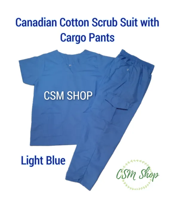 LIGHT BLUE (Cotton Scrubsuit) - Canadian Cotton Scrub Suit Set/ Terno ...