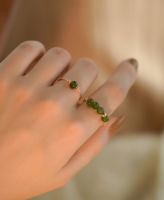 Spend all your time 22 spring new ~ Natural Hotan Jade 14k Gold wrapped ring light luxury niche design KVGJ