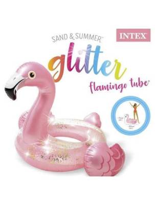 ห่วงยางฟลามิงโก้ กากเพชร สินค้าแบรนด์ Intex56251NP ขนาดโดยประมาณ  สูง 71 Cm. กว้าง 89 Cm.  หรือ 28"x 35"