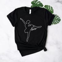 Love Dance Ballet Print Tshirt Cotton Hipster Funny Tshirt For Yong Tee 6 Color