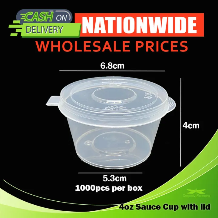 [Wholesale] Dragonfly 4oz Clear Microwavable Sauce Container Hinged Cup