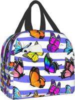 ♗⊕ Butterfly Insulated Lunch Bag Water-resistant Cooler Tote Box with Zipper for Women Work Picnic Travel Butterfly