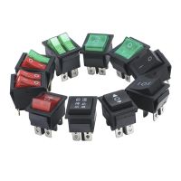 5 PCS KCD4 Ship Type Switch Ship Type Switch Warped Board Power Button 4 6-pin Red Light Green 31x25mm16A250V