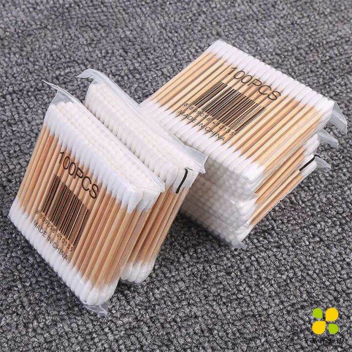 CLM สำลีก้านด้ามไม้ หัวคู่คัตเติ้ลบัต สำลีแบบไม้ 1 แพ็ค Cotton swab