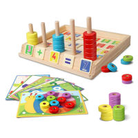 Montessori Toys Wooden Number Counting &amp; Puzzle Board for Toddlers Preschool Learning,Educational Math Stacking Block Toys