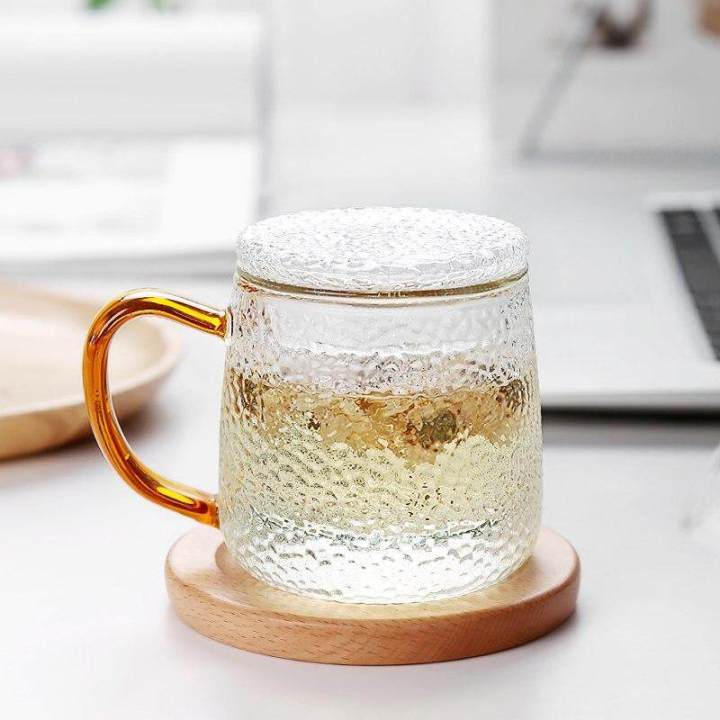 320ml Heat Resistant Transparent Glass Cup Tea Cup With Lid
