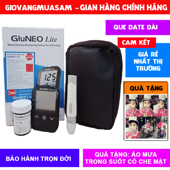 Máy đo đường huyết gluneo lite + tặng 25 que thử và 50 kim chích máu + - ảnh sản phẩm 1