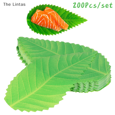 [The Lintas] กระเป๋า200ชิ้นเบนโตะบาลันญี่ปุ่นตกแต่งซาซิมิใบไม้สีเขียวใบซูชิอุปกรณ์ปาร์ตี้