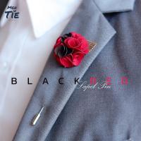 พินติดสูท ลาเพลพิน Rose Lapel pin Black Red สีแดง-ดำ