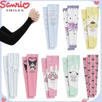 ถุงมือ Sanrio Hello Kitty ผ้าไหมน้ำแข็ง Kuromi My Melody Cinnamoroll ระบายอากาศได้ดีแห้งเร็วปลอกแขนป้องกันรังสียูวีฤดูร้อน