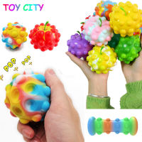 Cheap 3D Rainbow New Pop It Ball Devil Fruit Decompression Stress Squishy Slime Ball Triple Dimple Fidget Toys Child Christmas Gifts