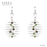 LenYa Jewelry ต่างหูเลนญ่า ดีไซน์ไม่เหมือนใคร ประดับพลอยสโมคกี้ควอทซ์ โครมไดออฟไซด์ และเพชร DiamondLike ตัวเรือนเงินแท้ชุบทองคำขาว