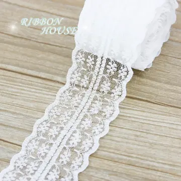 3meters White Elastic Lace Ribbons 22cm French Hollow Trim Ribbon
