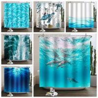 Seaside  Beach Sea Wave Sea Coconut Tree Shower Curtains Bathroom Curtain Frabic Waterproof Polyester Bath Curtain with Hooks