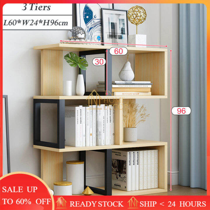 Living Room Furniture Modern Simple Bookshelf Bookcase Iron Wooden