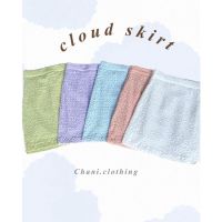 กระโปรงผ้าย่น cloud skirt สีเขียวมะนาวสุดจี๊ด ม่วง ฟ้า ส้ม ขา