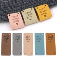 ✖▼ 20Pcs Fiber Leather Tags For Handmade With Love Labels For Clothes Sew Label Hand Made Tag For Hats Knitted Garment Accessories