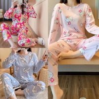 Hello Kitty cute long sleeved home clothes women clothing milk silk loose can be worn outside two piece suit pajamas 2023 new