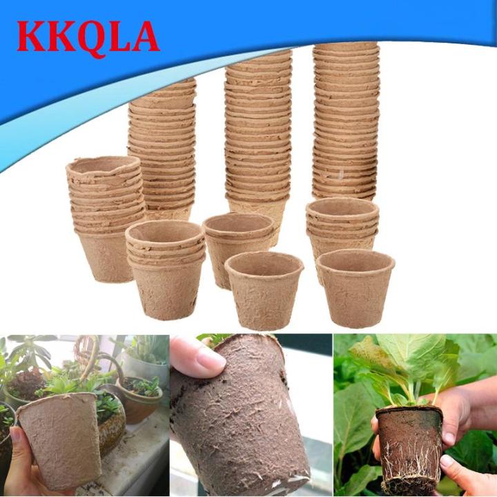 qkkqla-100pcs-8cm-paper-pot-plant-starting-flower-nursery-cup-kit-organic-biodegradable-eco-friendly-cultivation-garden-tools