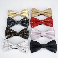 【cw】 2020 Brand New Fashion Pu Leather Gold Bow Tie Female Necktie Adult Luxury Cravate Homme Wedding Men