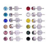 12 Pairs 316L Stainless Steel Stud EarringsBirthstone Colourful Crystal Earring Sets for Women and Girls with Size 3mm 4mm 5mm