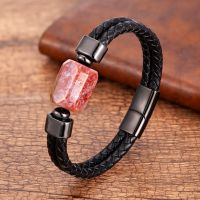 Dropshipping Multilayer Weaving Genuine Leather Bracelets Men Women Geometric Natural Stone Crystal Jewelry Free Shipping Item Charms and Charm Bracel