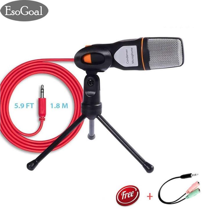 EsoGoal Professional Condenser Sound Podcast Studio Recording Microphone Mic  with Tripod Stand for PC Laptop Computer Apple Mac Skype (Black) 