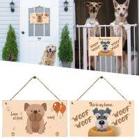 Rustic House Decorations for Home Wooden Sign Dog Tag Rectangular Wood Decoration Pet Slogan Pendant Antique Wall Decor