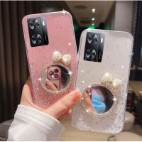 ด้วยกระจกแต่งหน้าเคสมือถือ OPPO A78 5G A77S / A17 / A57 4G 2022 / A77 5G / A96 4G/A76ปลอกอ่อน OPPO 17 Bling โปร่งใสแสงดาวปกคลุมท้องฟ้า OPPOA57 OPPOA77S