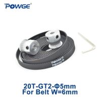 Powge 2ชิ้น20ฟัน Gt2จังหวะรอก5มม. 2เมตร Gt2เปิดเข็มขัดกว้าง6มม. 2gt 20ฟันฟันเฟืองขนาดเล็ก20ตันสำหรับเครื่องพิมพ์3d