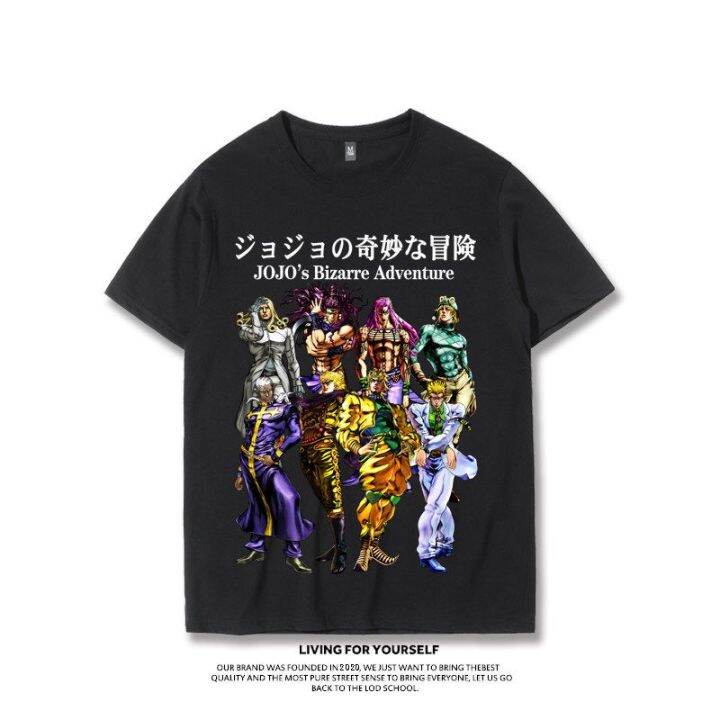 jojo-s-bizarre-adventure-co-branded-เสื้อยืด-jotaro-kujo-kira-yoshikage-ญี่ปุ่นอะนิเมะอุปกรณ์ต่อพ่วงแขนสั้นชายแนวโน้ม