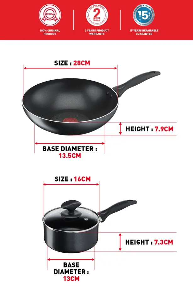 Tefal Cook & Clean 4pcs Cookware Set (Small Cooking Pot + Wok Pan + Small  Spatula)