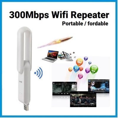 USB Wireless WiFi Repeater 300Mbps 2.4Ghz Signal Booster With Dual Antenna WiFi Signal Range Extender