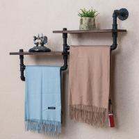 ☍❉✁ American Industrial Iron Towel Rack Bathroom Bedroom Household Solid Wood Shelf Creative Wall Hanging Bathroom Accessories