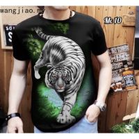 Summer new Leisure and fashion New Animal Tiger Down the Mountain 3D T-shirt Printing Mens graphics Short Sleeve T-shirt