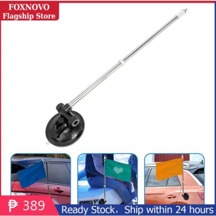 Suction Cup Flagpole Car Mount Flag Pole Telescopic Flag Holder Red