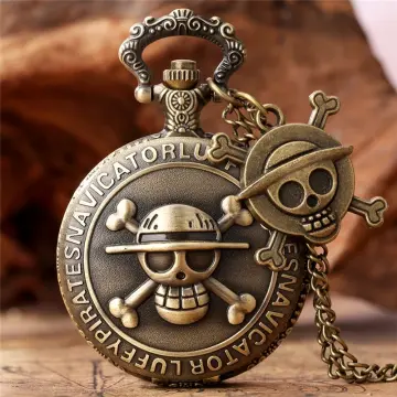 Luminous LED Pocket Watch Japan Cartoon Anime One Piece Pocket Watches  Necklace Chain Vintage FOB Steampunk Pendant Flash Clock