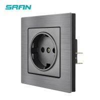 SRAN European Standard Electrical outlets Aluminum Alloy Panel 82x82mm 220v 16A wall socket eu for home appliance