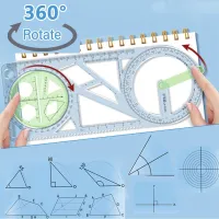 New Rotary Multi-function Geometric Drawing Template Ruler Protractor Learning Measuring Tool Architecture Stationery Supplies Shoes Accessories