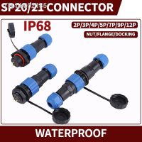 ✱⊙ 1Pcs IP68 SP21 SP20 Back Nut/Flange/Docking Connector Waterproof Male Female Butt Type Aviation Socket with 2/3/4/5/6/7/9/12 Pin