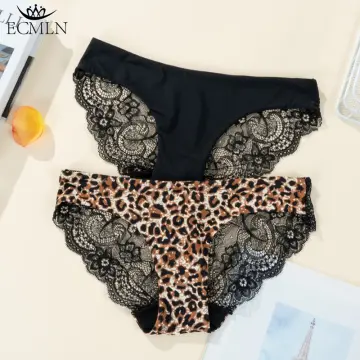 Leopard and Lace Panties with Cotton Crotch