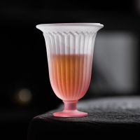 Gradient pink glass high-foot teacup home master cup single cup high-value tea cup drinking tea cup for personal use Stolzle glass