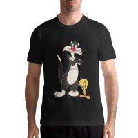 Aprilmcohen Mens Sylvester Cat And Tweety Bird Cotton Comfortable Tshirts Black