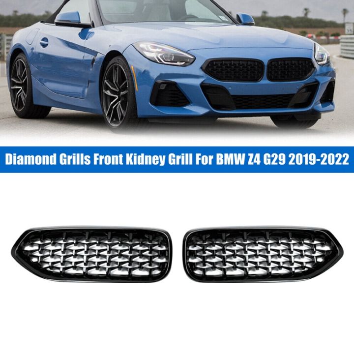 2PCS Replacement Parts For BMW Z4 G29 2019-2022 Car Diamond Grills Front Kidney Grill Chrome Mesh Grille Car Accessories
