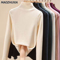 MAOZHUXIA เสื้อเชิ๊ตแขนยาวครึ่งเสื้อยืดคอเต่าสไตล์เยอรมัน,เสื้อเชิ๊ตแขนยาวเข้ารูปสไตล์ใหม่สำหรับฤดูใบไม้ร่วงและฤดูหนาว