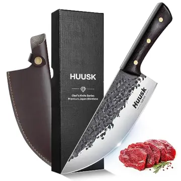 Huusk Japan Knife, Sharp Feather Knife Hand Forged Viking Knife High Carbon  S