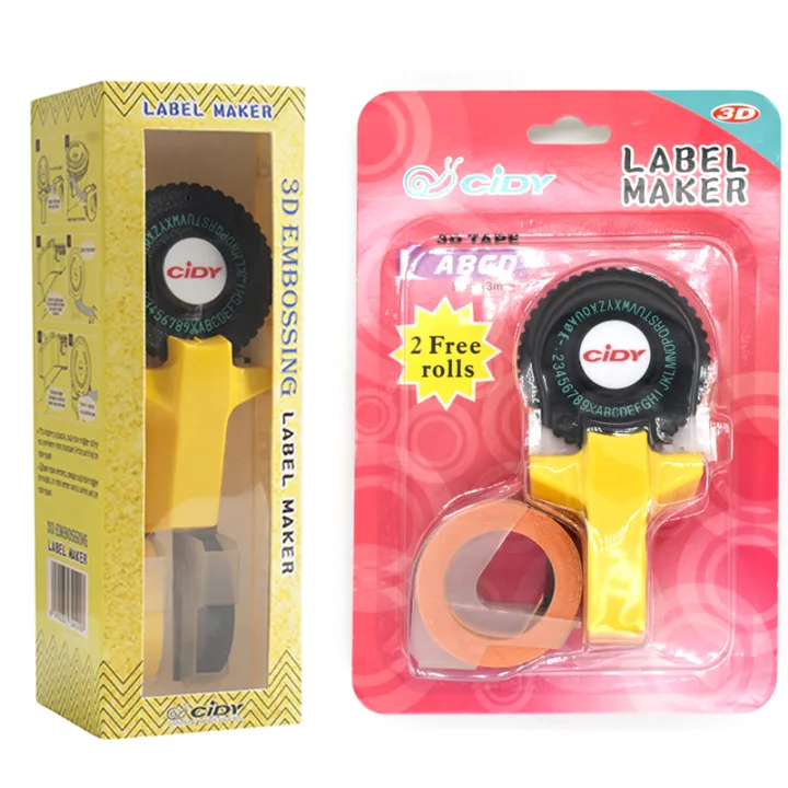 Yellow Cidy C101 Manual Label Makers for 9mm 3D Embossing Plastic Label