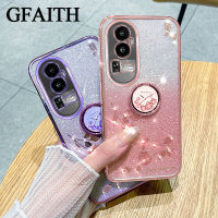 GFAITH เคสมือถือกุหลาบนิรันดร์ไล่ระดับสีขายดี OPPO Reno 10 5G 10Pro 10Pro + ปลอกโทรศัพท์มือถือ OPPO Reno 10 Pro 5G พร้อมที่ยึดแหวนซิลิโคนเคลือบอิเล็คโทรเพลท OPPO Reno 10 Pro Plus