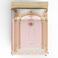 Pink Palace Chandelier Pillars Custom Bedding Fitted Sheet Mattress Cover With Elastic Home Double Bed Sheet(no pillowcases)